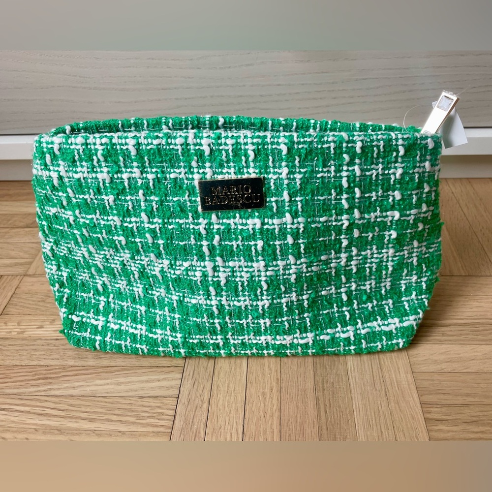 NWT Mario Badescu Green Tweed Cosmetic Bag